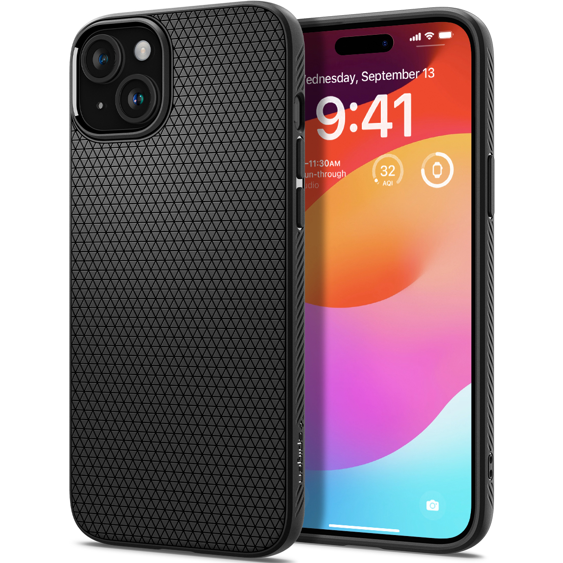 Spigen Liquid Air chrbty pre iPhone 15, čierne